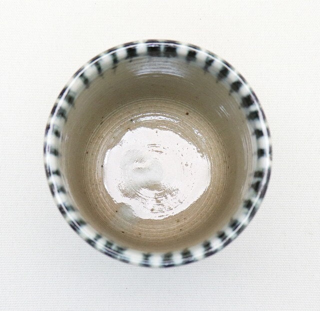 Tokusa Stripe White Mino-yaki Yunomi by Kimura - Japanese Teacup
