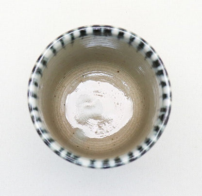 Tokusa Stripe White Mino-yaki Yunomi by Kimura - Japanese Teacup